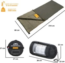 Dutch Mountains Slaapzak Vlieland XL - Grote Katoenen 210 X 80cm Lichtgewicht - Incl. Tasje En Tochtstrip -Comfortzone: 5-8 Graden- -Buiten Kamperen 1200x1178