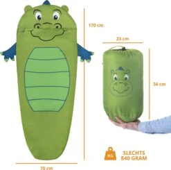 Dutch Mountains Kinderslaapzak Nijlpaard - 170 X 70cm Polyester - Zacht Lichtgewicht – Opberghoes -Buiten Kamperen 1200x1190