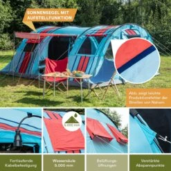 Skandika Gotland Tunneltent Voor 6 Personen, Grote Familietent In Racing-design, Ingenaaide Tentbodem, Waterdicht, 5000 Mm Waterkolom, Slaapcabine Met Scheidingswand, Muggennet (let Op, Komt Met Kleurfouten) -Buiten Kamperen 1200x1200 2