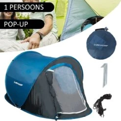 Dunlop Pop Up Tent 220 X 120 X 90 Cm - Grijs/ Blauw - 1 Persoons 16 Dunlop Pop Up Tent 220 X 120 X 90 Cm - Grijs/ Blauw - 1 Persoons -Buiten Kamperen 1200x1200 26