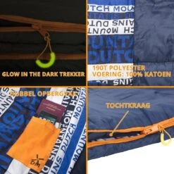 Dutch Mountains Slaapzak Goeree XL - Kussen 25x15cm - 220x90cm Katoenen Slaapzak - Tochtstrip -Buiten Kamperen 1200x1200 76