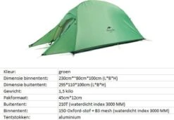 Cloud Up 1 Upgraded - Naturehike® - 1 Persoons Tent - Lichtgewicht Tent - Incl. Grondzeil - 210T 3000mm - Outdoor - Waterdicht - Hiking & Wandelen -Buiten Kamperen 1200x830