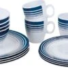 Bo-Camp Melamine Serviesset - 16-delig - Wit/Blauw -Buiten Kamperen 6181079 resultaat