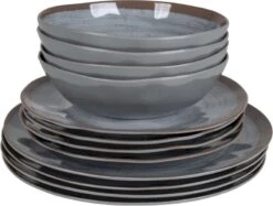 Bo-Camp Halo Melamine Serviesset - 12-delig - Grijs -Buiten Kamperen 6181390 02 resultaat
