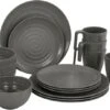 Bo-Camp Stone Melamine Serviesset - 16-delig - Grijs -Buiten Kamperen 900 1311 6181375