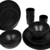Bo-Camp Orville Melamine Serviesset - 16-delig - Zwart -Buiten Kamperen 900 1350 6181450