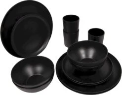 Bo-Camp Orville Melamine Serviesset - 16-delig - Zwart