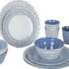 Bo-Camp Mix & Match Melamine Serviesset - 16-delig - Blauw -Buiten Kamperen 900 1358 6181382