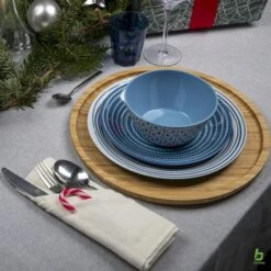 Bo-Camp Mix & Match Melamine Serviesset - 16-delig - Blauw -Buiten Kamperen 900 900 img 8833